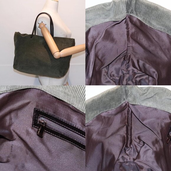 FENDI Tote Bag Corduroy Khaki Auth fm3899 - Picture 16 of 16
